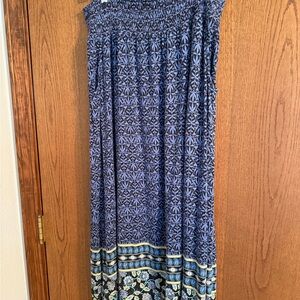 J. Jill Blue and Black Patterned Midi Skirt